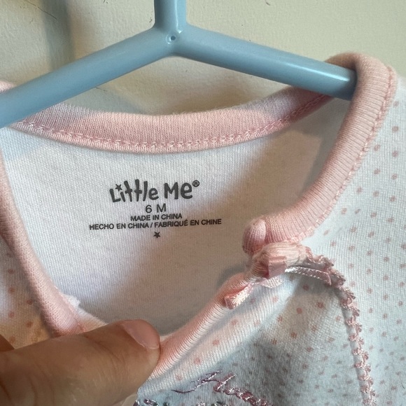 Little Me Pink and White Footie One Piece “Thank Heaven for Little Girls” 6M - Picture 3 of 6